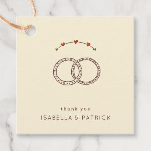 Elegante Beige Minimalistische Ringen en Harten Bedankjes Labels