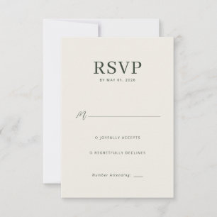 Elegante Beige Minimalistische RSVP Kaartje