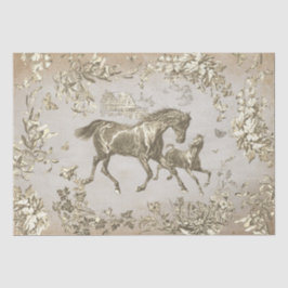 Elegante beige paarden Bloementoilet Kraft Tissuepapier