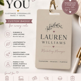 Elegante Beige Professionele Evenementen Badge