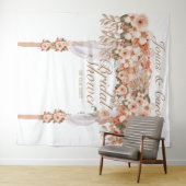 Elegante beige rozen bruiloftsshower bloemstuk bru wandkleed (In Situ (horizontaal))