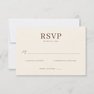 Elegante Beige RSVP kaart