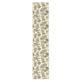 Elegante Beige Rustic Horses Toile Korte Tafelloper