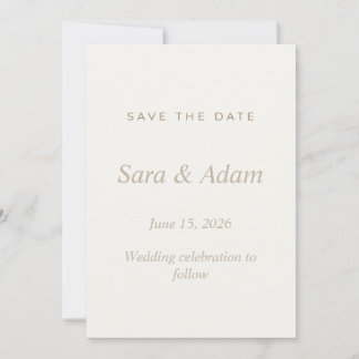 Elegante Beige Save the Date Trouw