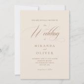 Elegante Beige Script bruiloft uitnodiging (Voorkant)