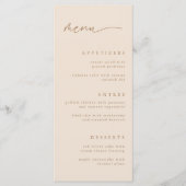 Elegante Beige Script Trouw Menu (Voorkant)