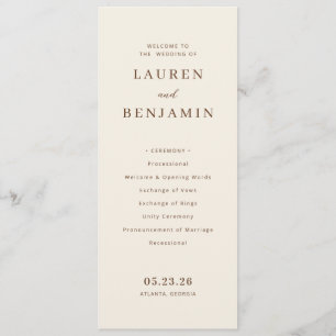 Elegante Beige Trouwceremonie Programma