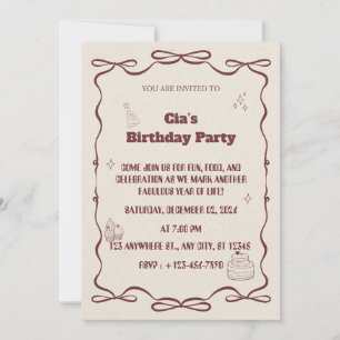 "Elegante Beige Verjaardagsfeest Uitnodiging" Kaart