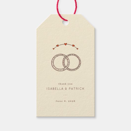 Elegante Beige Verstrengelde Ringen Cadeaulabel (Voorkant)