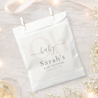 Elegante Beige Vervagende Neutrale Oh Baby Shower Bedankzakje