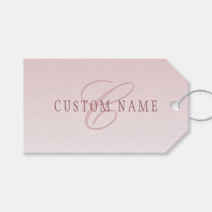 Elegante belettering en monogram   Roos Ombre Cadeaulabel