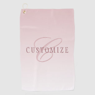 Elegante belettering en monogram   Roos Ombre Golfhanddoek