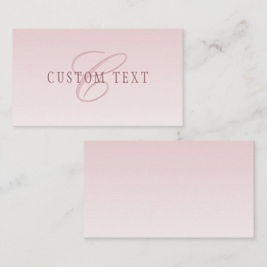 Elegante belettering en monogram | Roos Ombre Informatiekaartje (Voorkant / Achterkant)