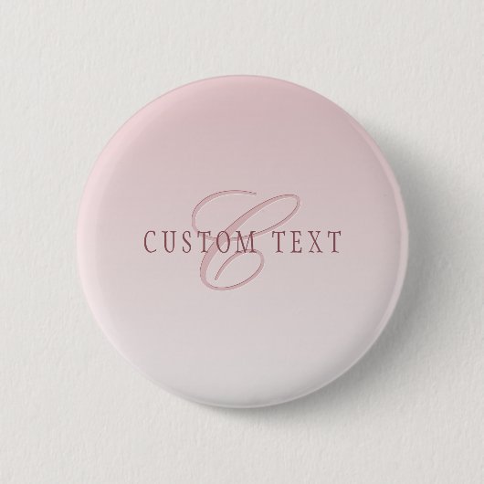 Elegante belettering en monogram | Roos Ombre Ronde Button 5,7 Cm (Voorkant)