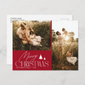 Elegante belettering moderne foto kerst briefkaart (Voorkant / Achterkant)