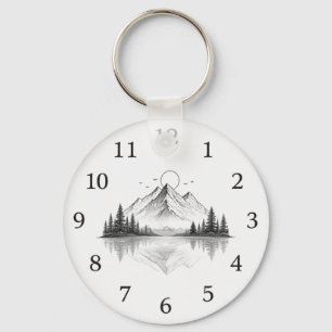 Elegante berg natuur horloge  sleutelhanger