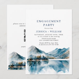 Elegante bergen bos verlovingsfeest QR-code Kaart