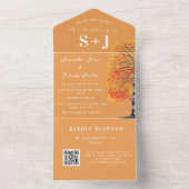 Elegante Berkenboom Herfst QR Code Bruiloft RSVP All In One Uitnodiging (Binnen)