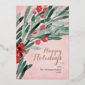 Elégante Berries Joyeux Noël Carte (Recto)