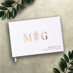Elegante Berry Twig 2 Initiaal Monogram bruiloft Gastenboek