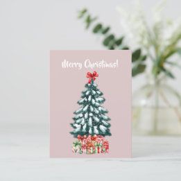 Elegante besneeuwde kerstboom kerstkaart briefkaart