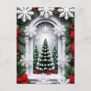 ❄️ Elegante besneeuwde kerstboom scène 🎄 Winter Briefkaart
