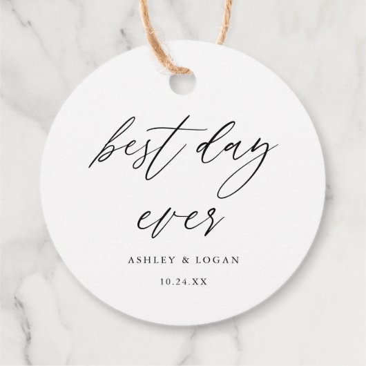 Elegante beste dag ooit bruiloft bedankjes labels (Achterkant)