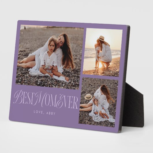 Elegante beste mam ooit Paarse collage Fotoplaat (Zijkant)