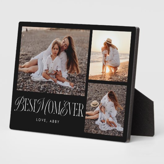Elegante beste mam ooit zwart collage fotoplaat (Zijkant)