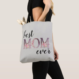 Elegante Beste MOM Ooit Bloem Typografie Draagtas