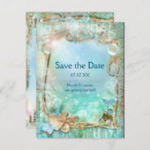Elegante betoverde zee Save The Date ansichtkaart Aankondigingskaart (Voorkant / Achterkant)