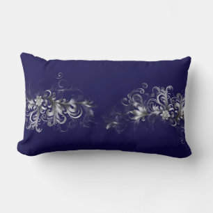 Elegante betovering Zilveren en blauwe lendenkusse Kussen