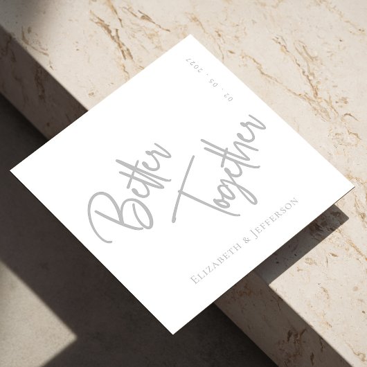 Elegante "Better Together" Zilveren Script bruilof Servet