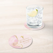 Elegante bevestiging Cross Pink Gold Custom Party Ronde Kartonnen Onderzetter (Insitu)