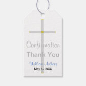 Elegante bevestiging Dank uw zilveren kruis blauw Cadeaulabel (Voorkant)