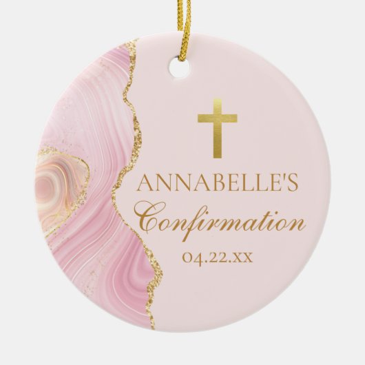 Elegante bevestiging Pink Gold Custom Keepsake Keramisch Ornament (Voorkant)