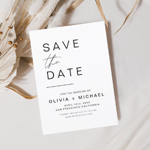 Elegante Bewaar de Datum Wit Zwart Minimalistisch Save The Date