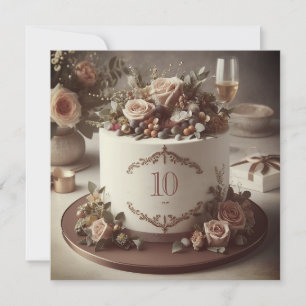 ELEGANTE BEWERKBARE BRUILOFT JUBILEUM CAKE KAART