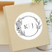 Elegante bewerkbare Monogram Bruiloft Ronde Sticker