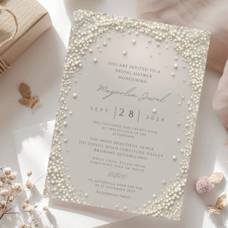 Elegante Bewerkbare Pastel Roze Parels met Diamant Kaart