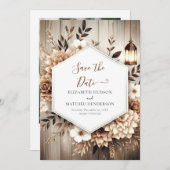 Elegante bewerkbare rustieke bruiloft save the date (Voorkant / Achterkant)