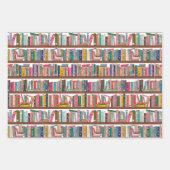 Elegante bibliotheekboekenplankpatroon inpakpapier vel (Voorkant 3)