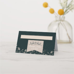 Élégante Bibliothèque Chic Noir Tan Mariage Cartes