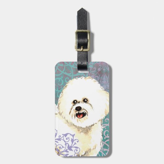 Elegante Bichon Frise Bagagelabel (Voorkant verticaal)