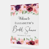 Élégante Bienvenue de Fête de Mariage Florale Aqua (Angle)