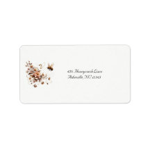 Elegante Bij & Bloemen Trouwadres Label