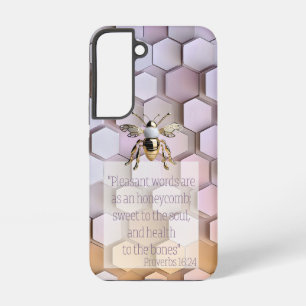 Elegante Bijbel Mauve Roze Perzik Honingraat Goud  Samsung Galaxy Hoesje