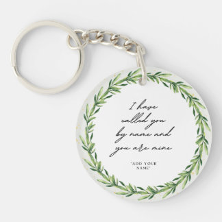 Elegante Bijbeltekst Botanische Wilde Bloem Schrif Sleutelhanger