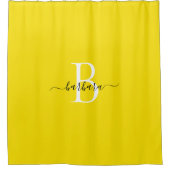 Elegante Bijenmonogram Scriptnaam Douchegordijn (Voorkant)
