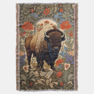 Elegante Bison William Morris Geïnspireerd Deken